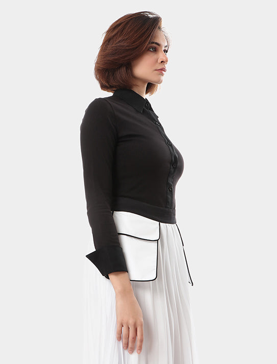 Classic One Layered Collar & Folded Cuffs Blouse