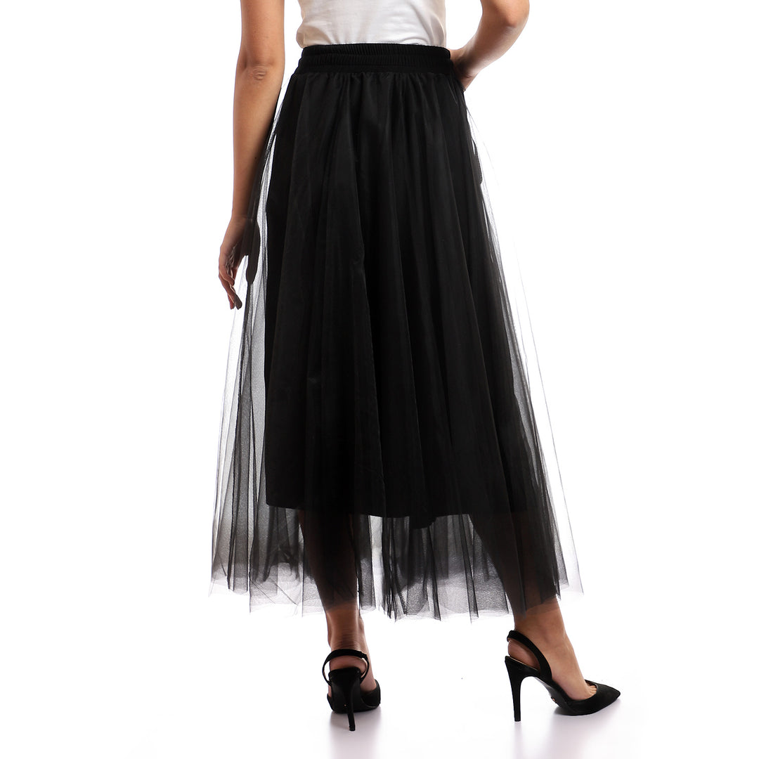 Tulle Midi Skirt With Elastic Band