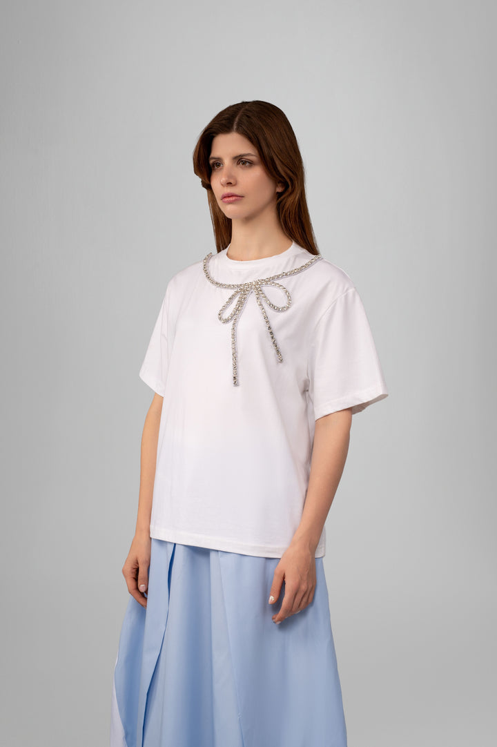 Embellished Basic Cotton T-Shirt