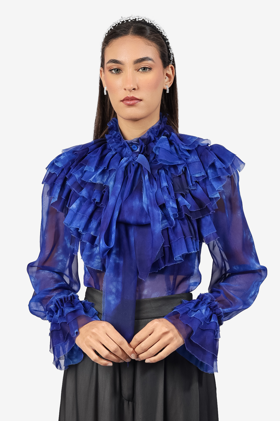 Midnight Frill Sheer Blouse