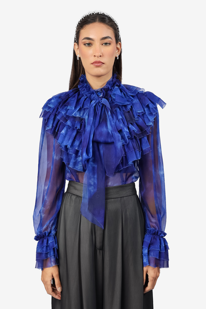 Midnight Frill Sheer Blouse