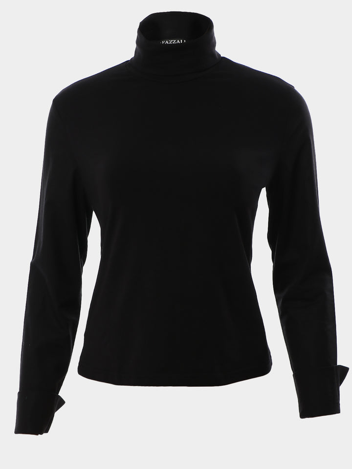 Turtleneck With Cotton Sleeves Blouse