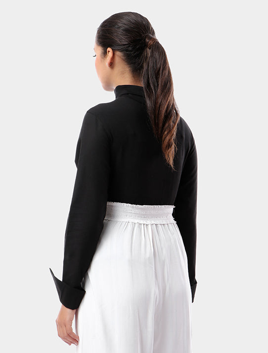 Turtleneck With Cotton Sleeves Blouse