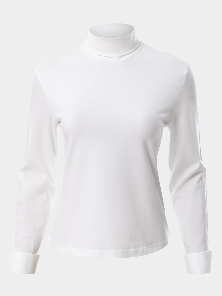 Turtleneck With Cotton Sleeves Blouse