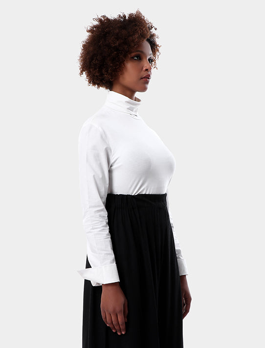 Turtleneck With Cotton Sleeves Blouse