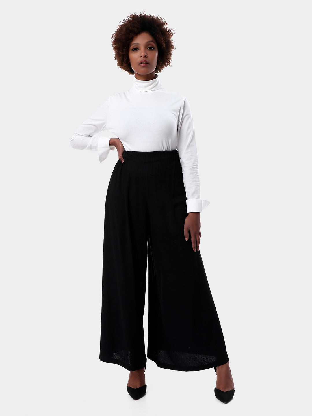 Turtleneck With Cotton Sleeves Blouse