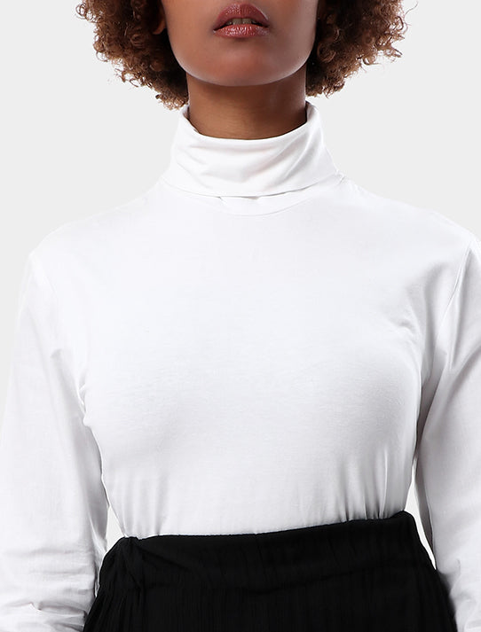 Turtleneck With Cotton Sleeves Blouse