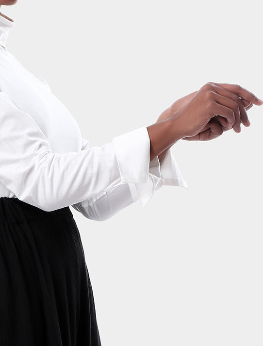 Turtleneck With Cotton Sleeves Blouse