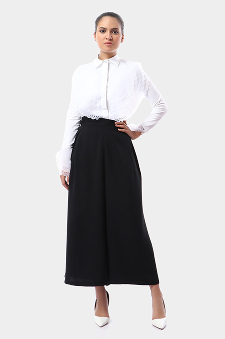 Spiral Organza Collar & Sleeves With Embroidery Blouse