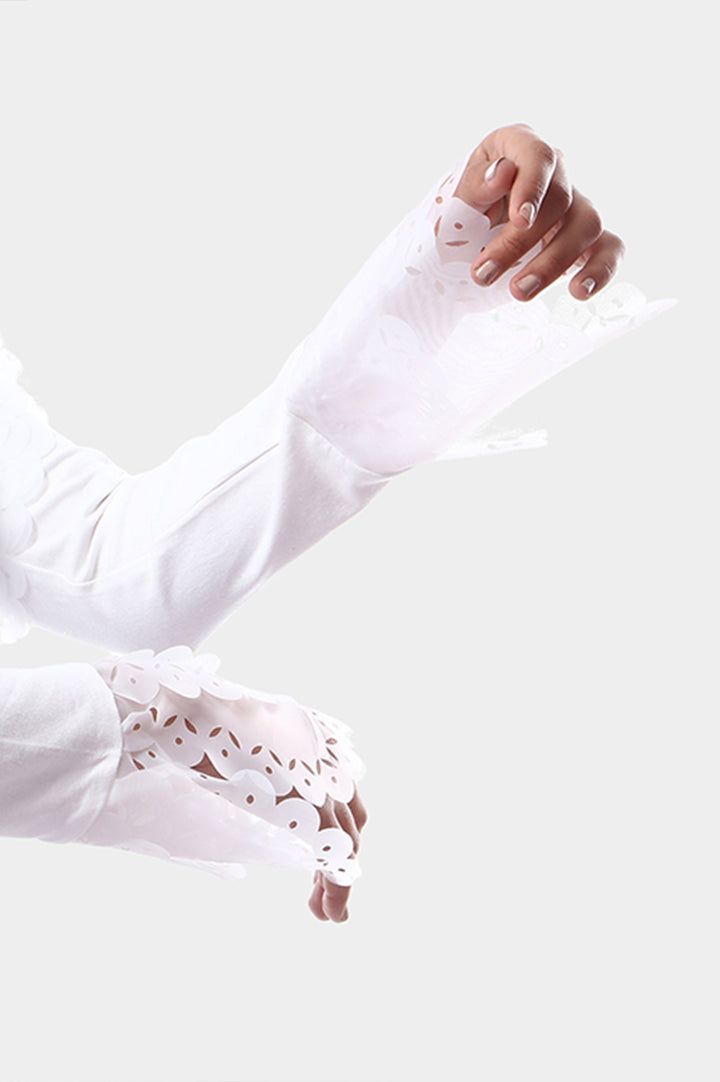 Spiral Organza Collar & Sleeves With Embroidery Blouse