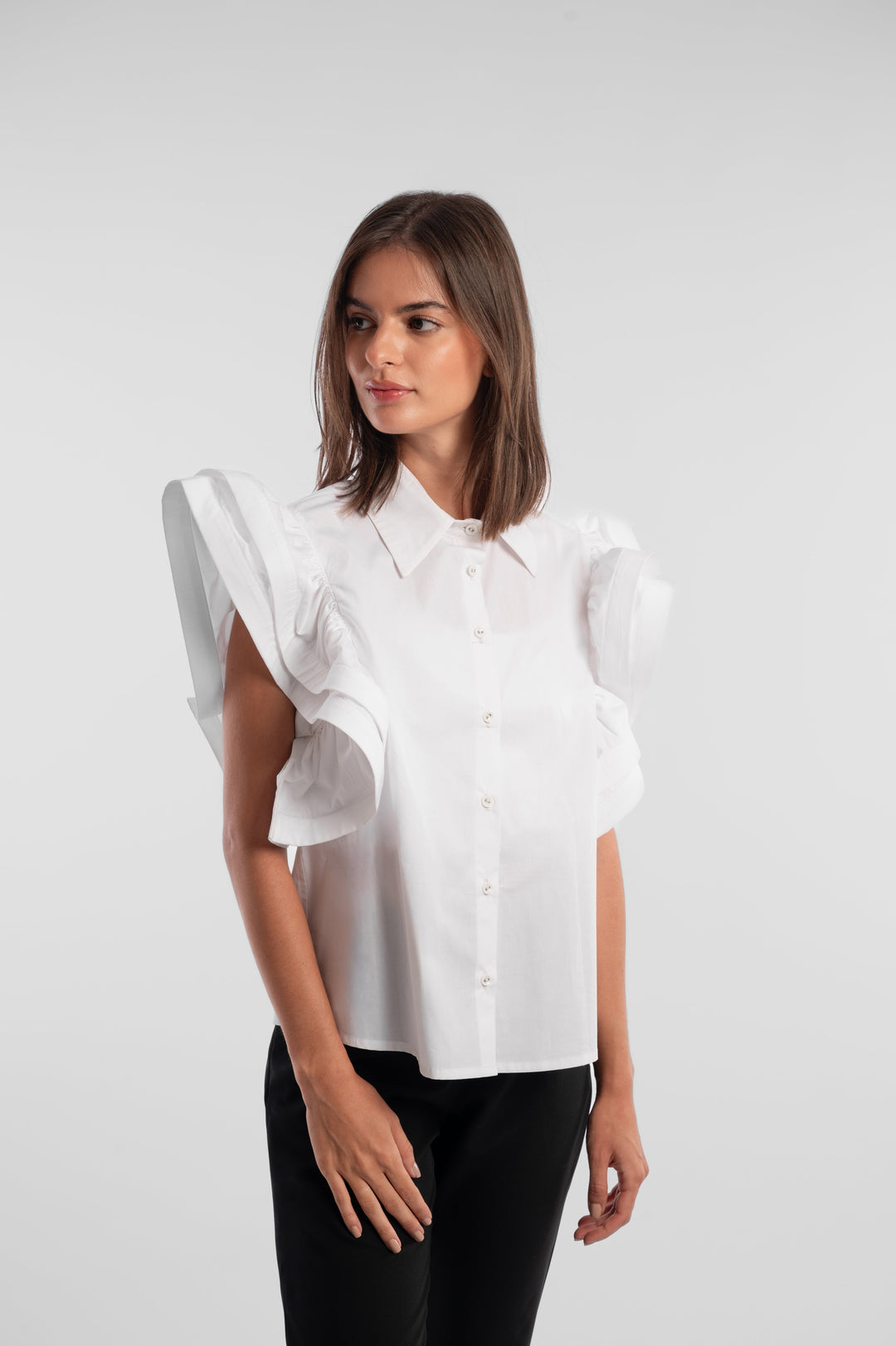 White Extravagant Ruffle Shirt