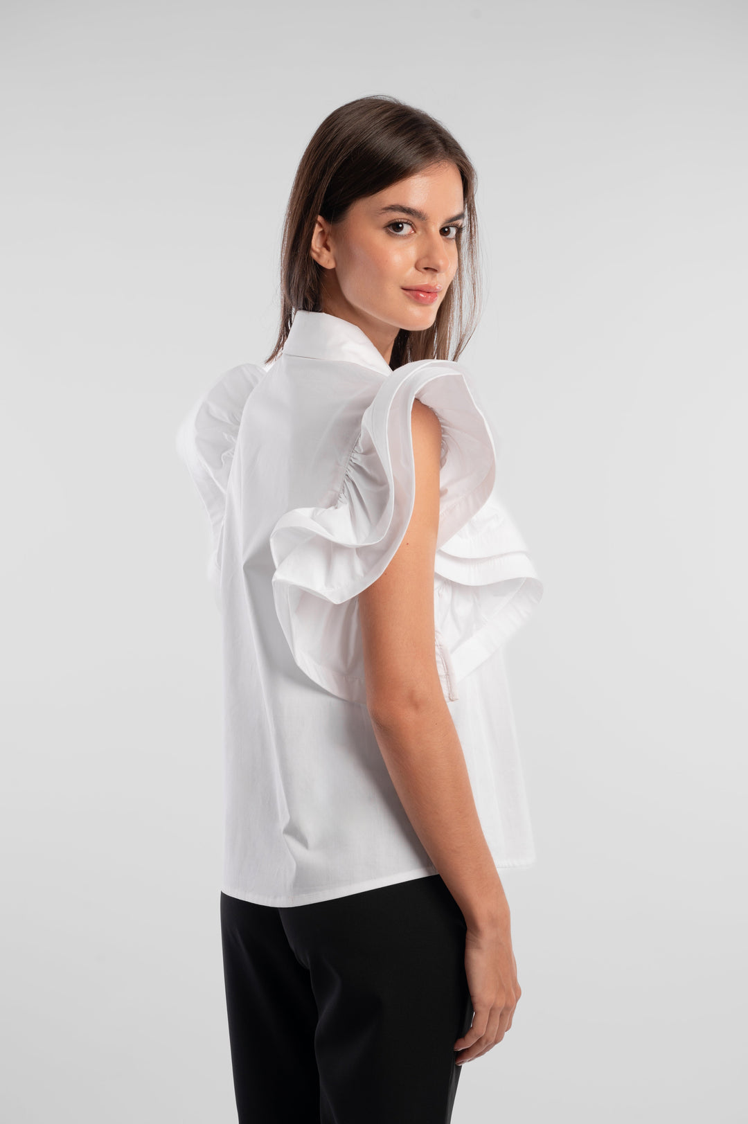 White Extravagant Ruffle Shirt