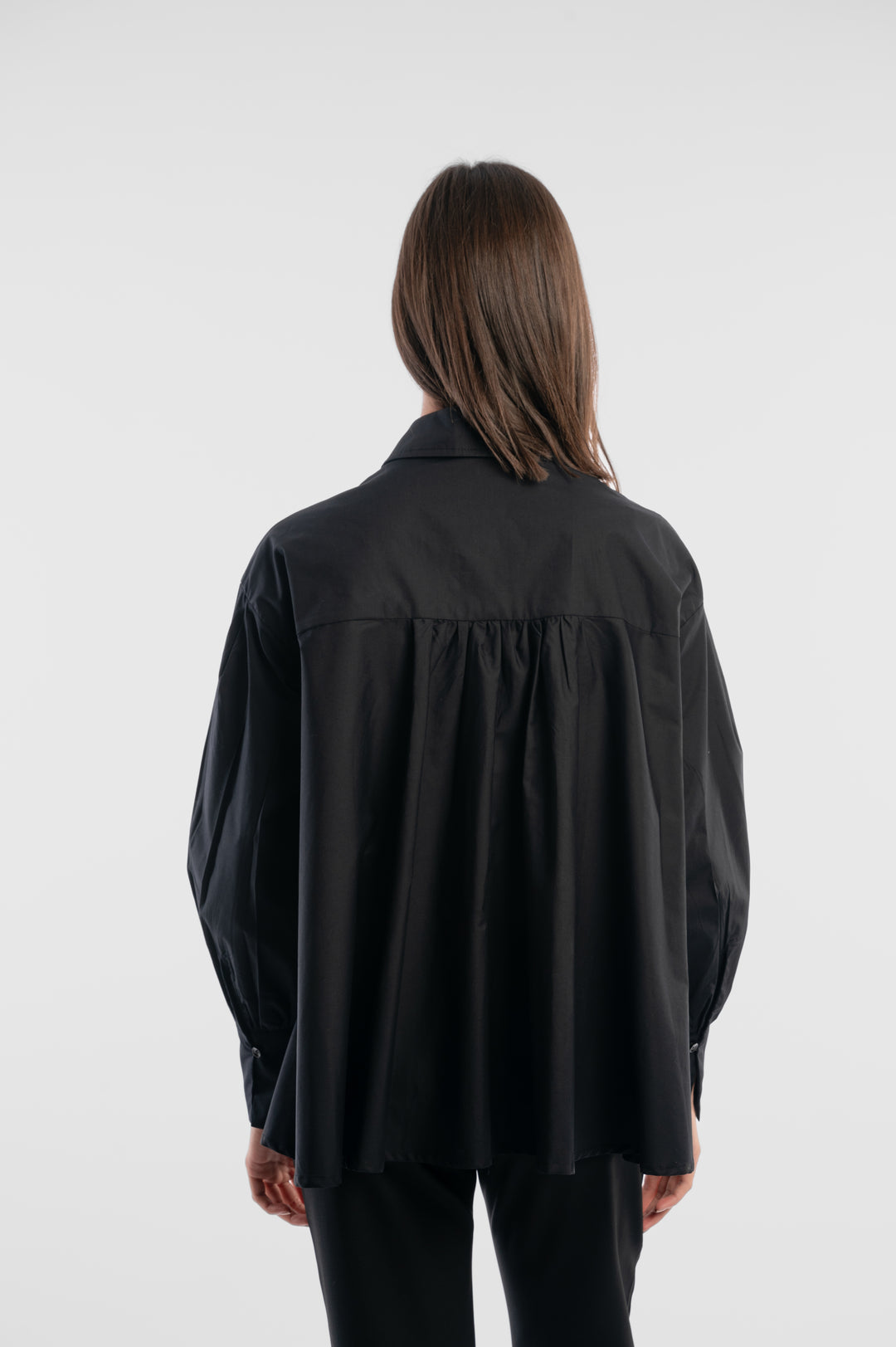 Black Oversized Gathered Shirt