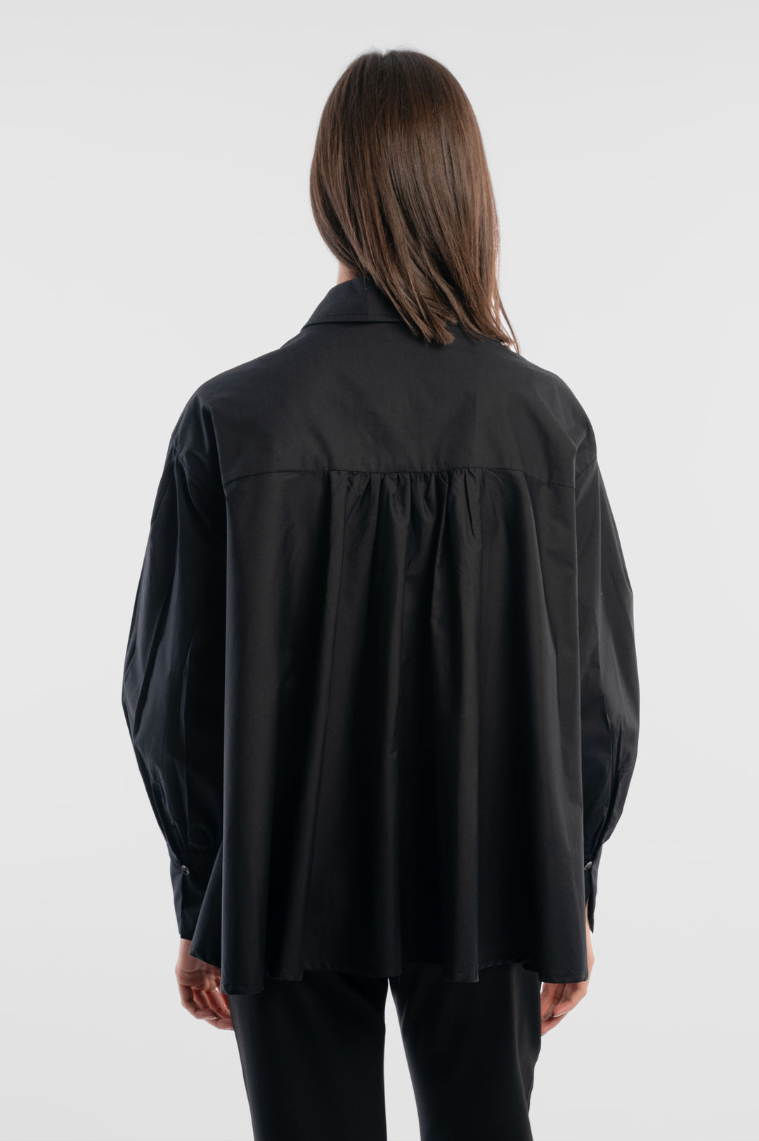 Black Oversized Gathered Shirt