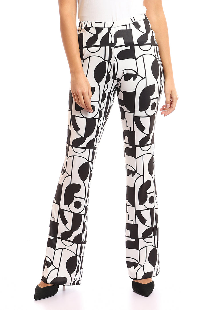 Patterned Lycra Flare Pants