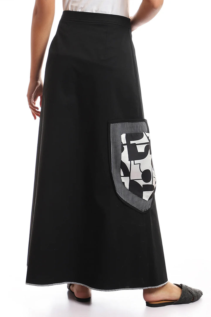 A-line Skirt With Patterned Pocket