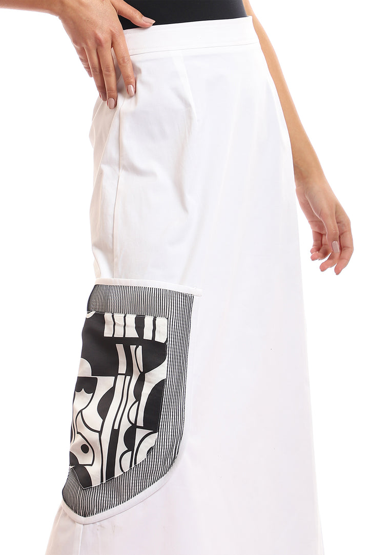 A-line Skirt With Patterned Pocket