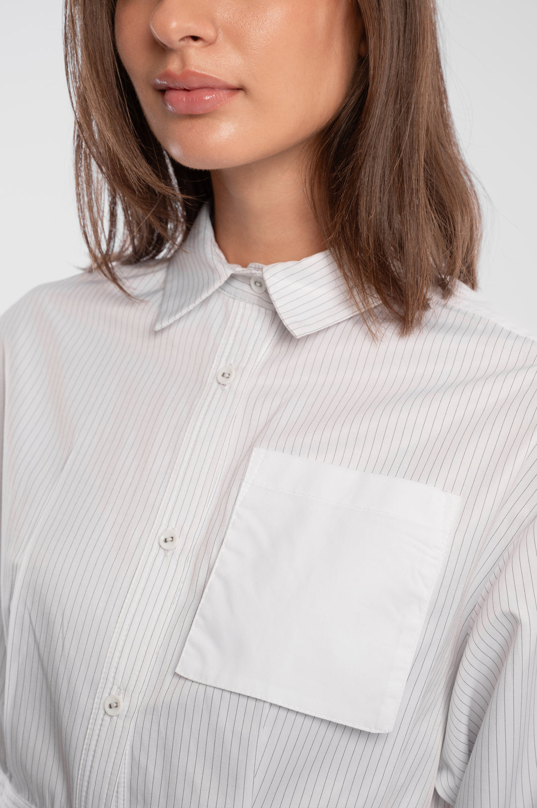 White Striped Cropped Shirt.