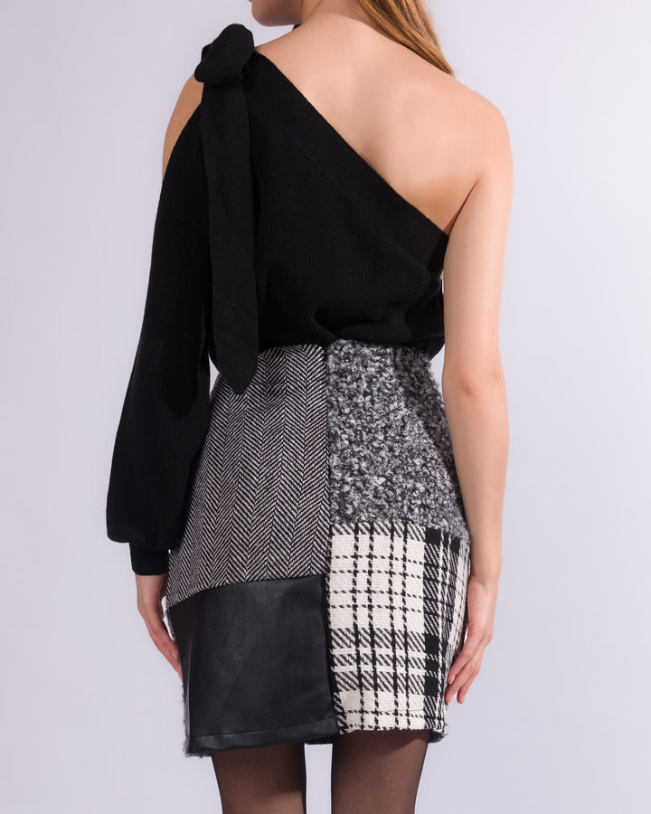 Black And White Patchwork Skirt