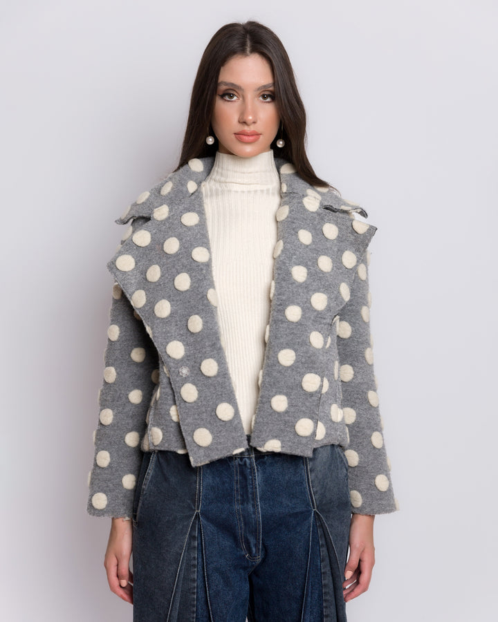 Polka Dot Grey Wool Jacket