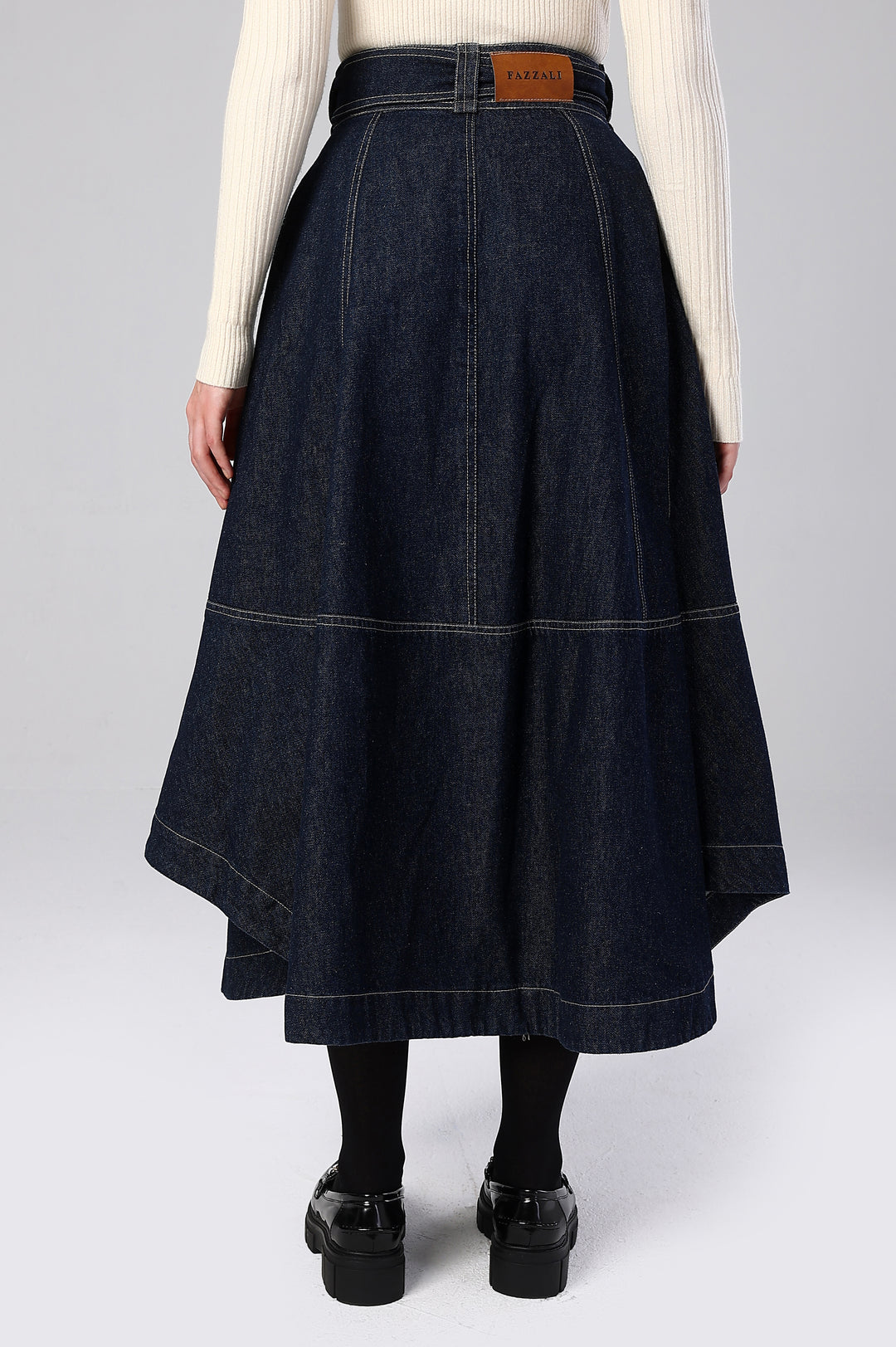 The Freedom Skirt – Flowy Denim Maxi Skirt with Belted Waist