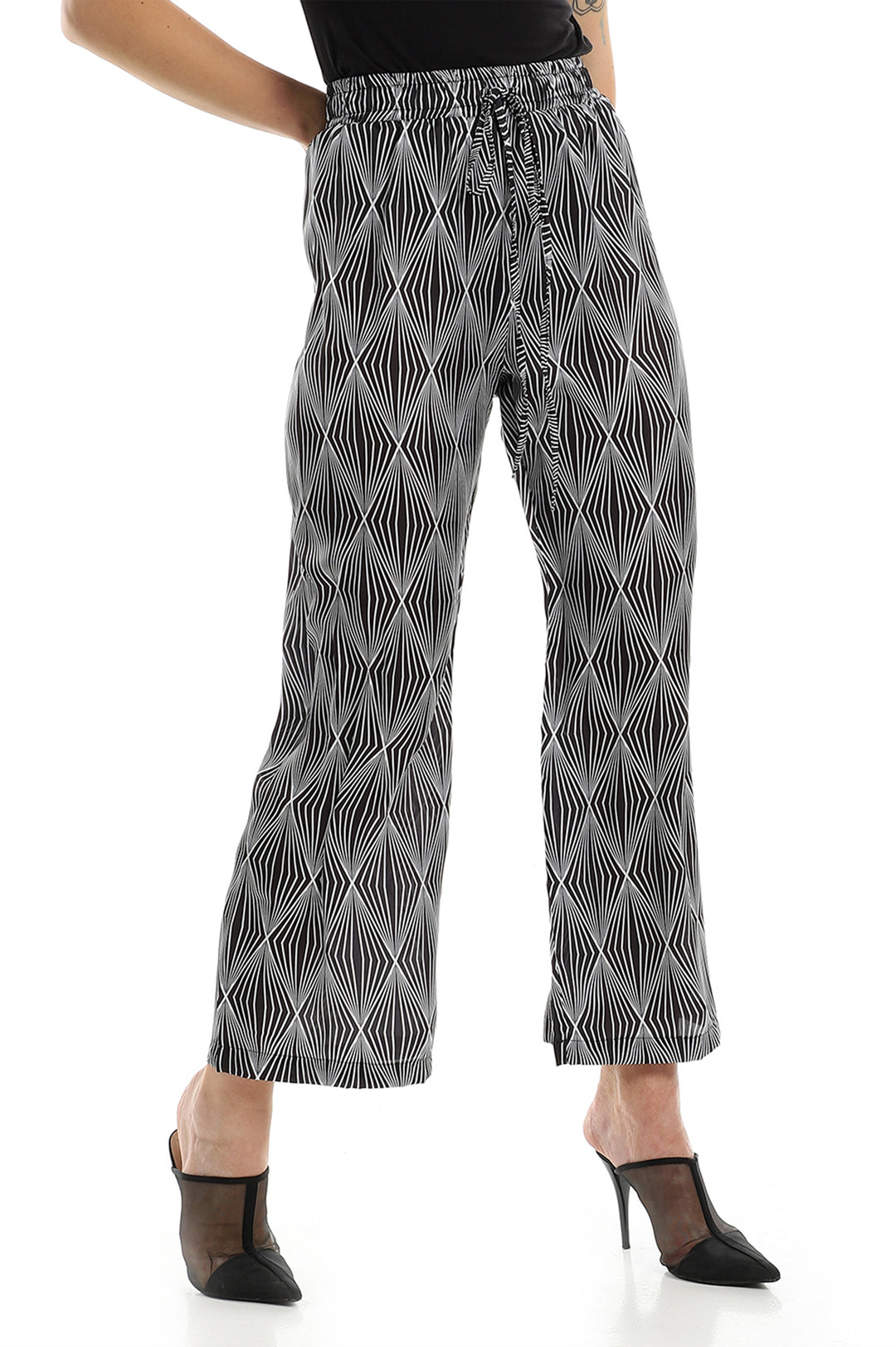 Wide Patterned Silk Pants