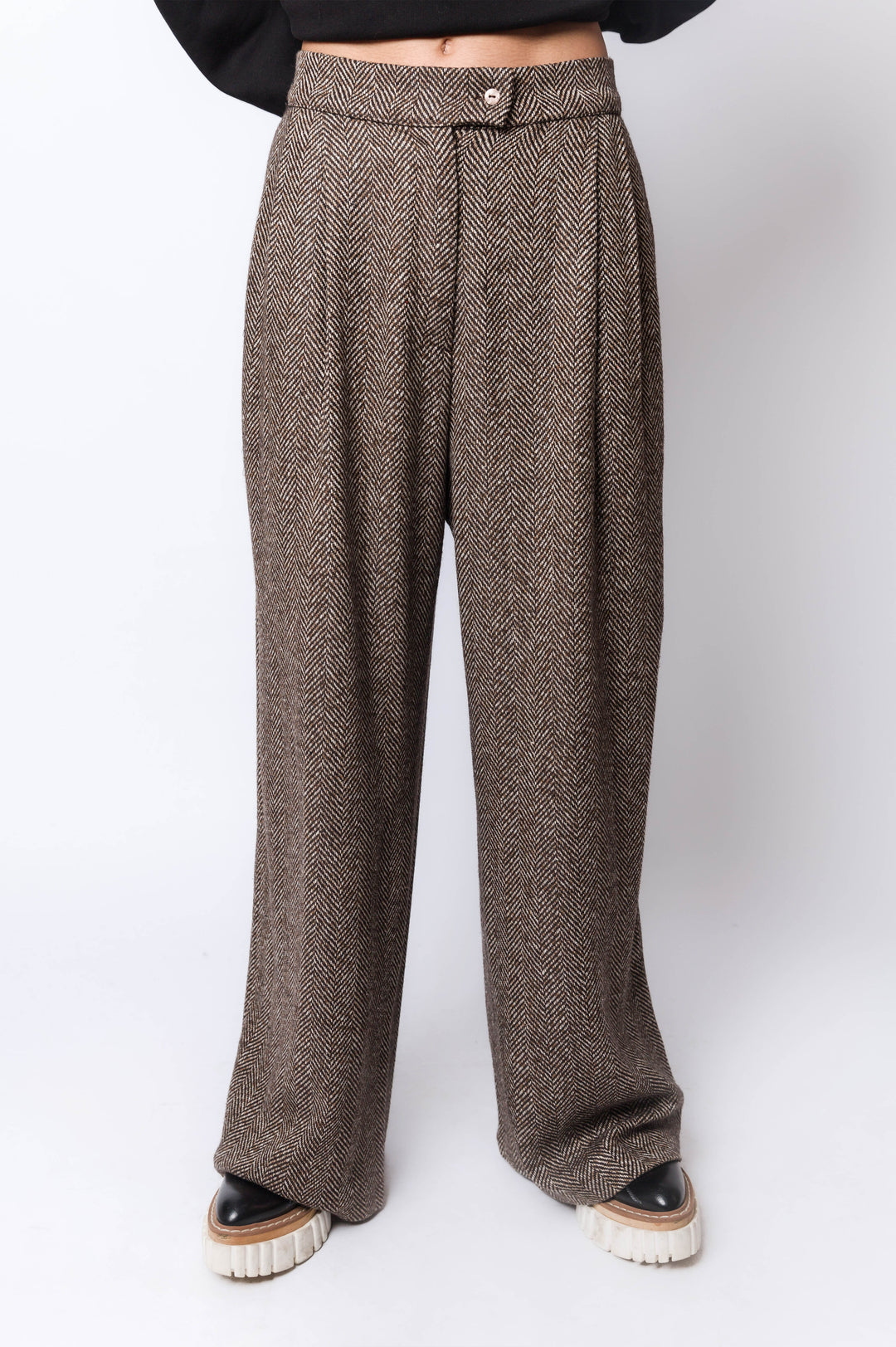 Brown High Waisted Wide Leg Pants