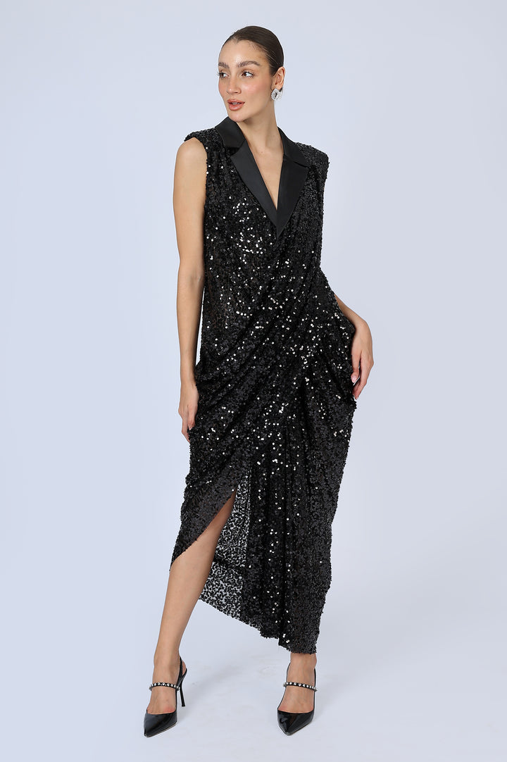 Sequins Gathered Dress