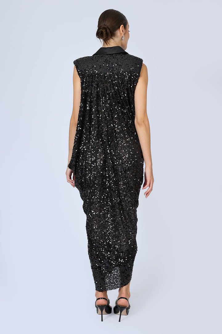 Sequins Gathered Dress