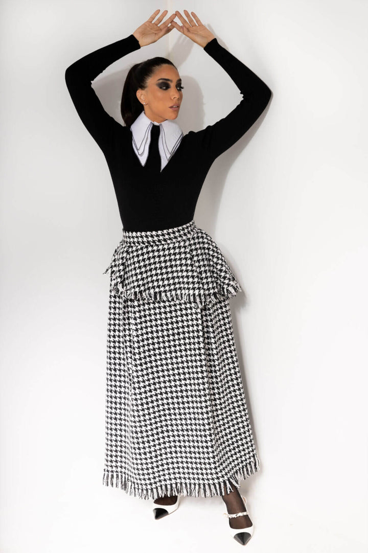 Houndstooth Ruffled Skirt