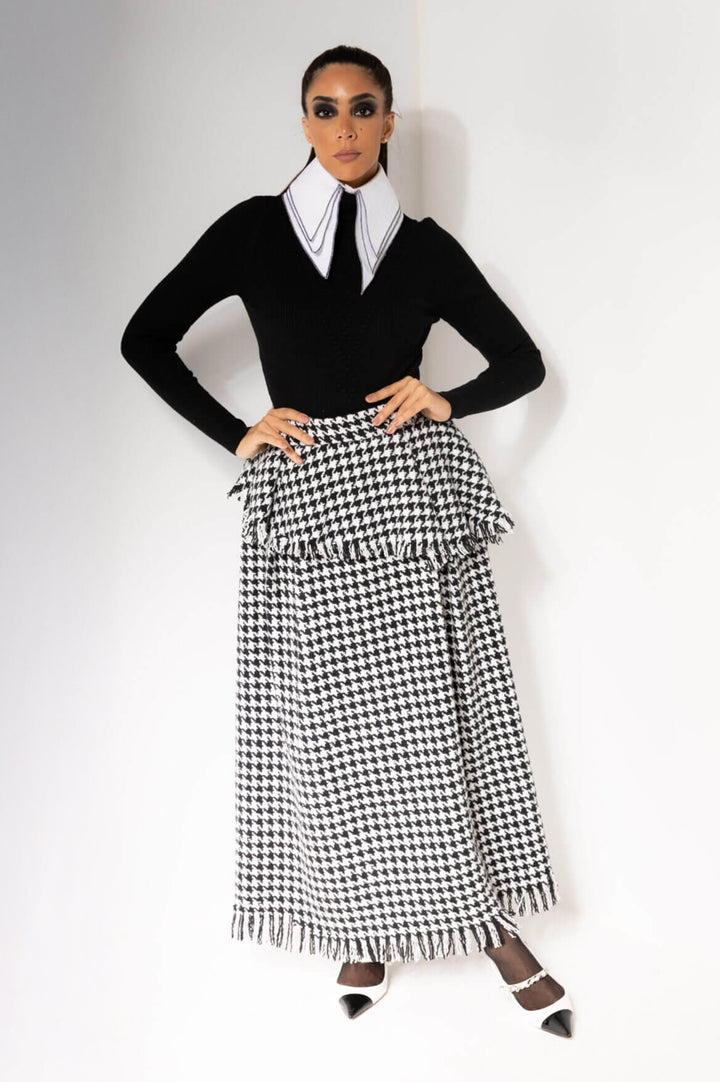 Houndstooth Ruffled Skirt