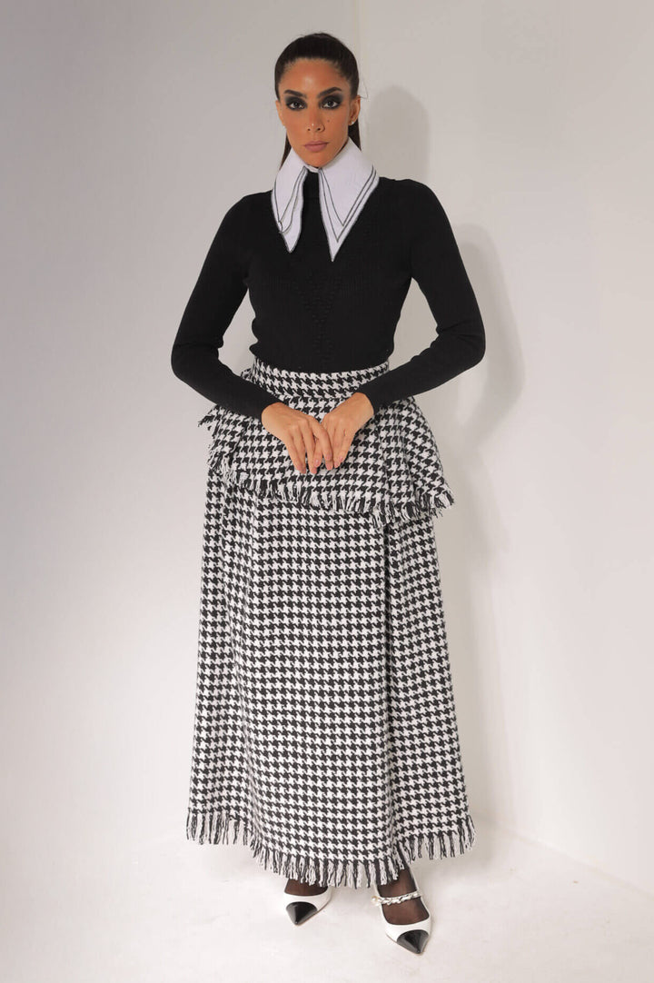 Houndstooth Ruffled Skirt