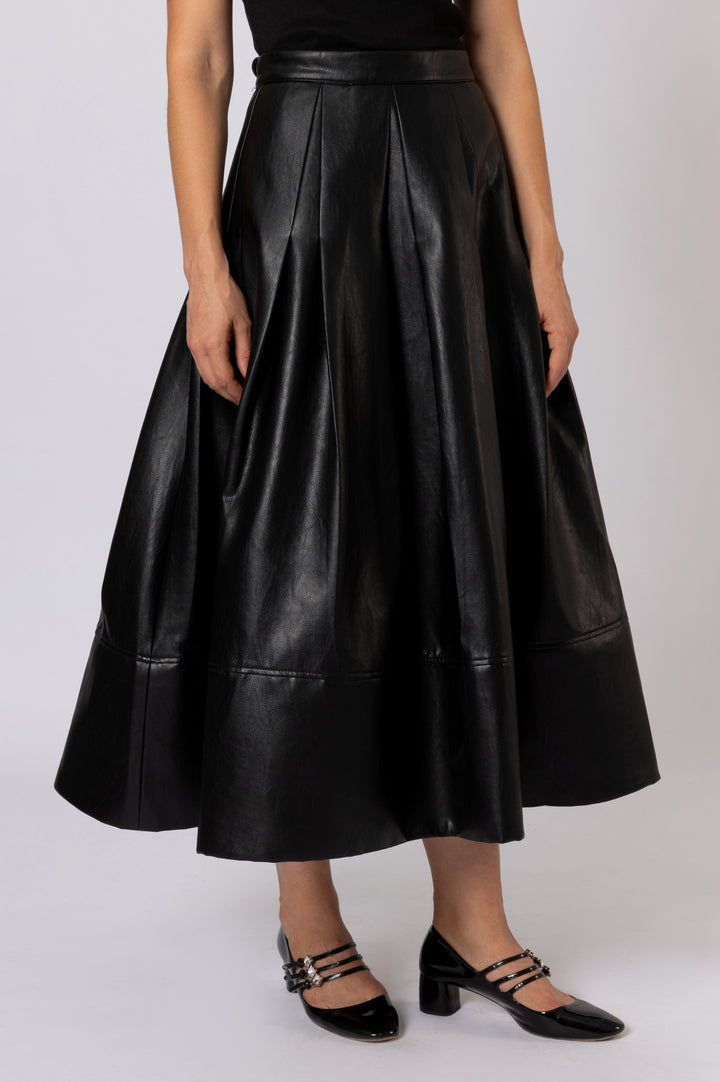 Pleated Leather Skirt