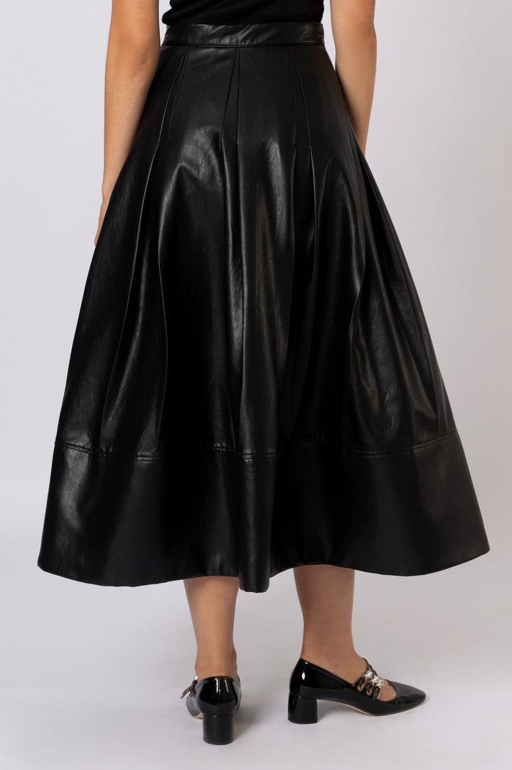 Pleated Leather Skirt