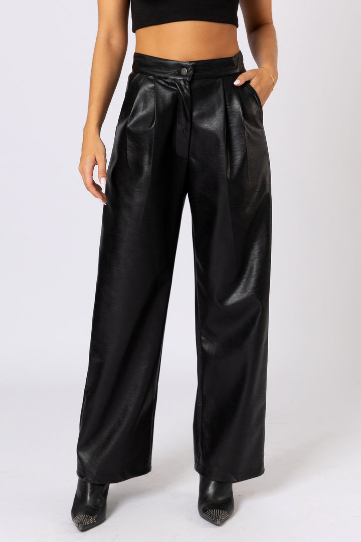 Leather Straight Fit Pants