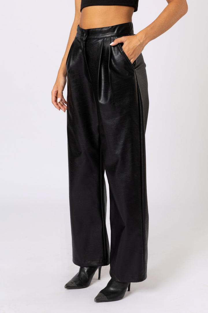 Leather Straight Fit Pants