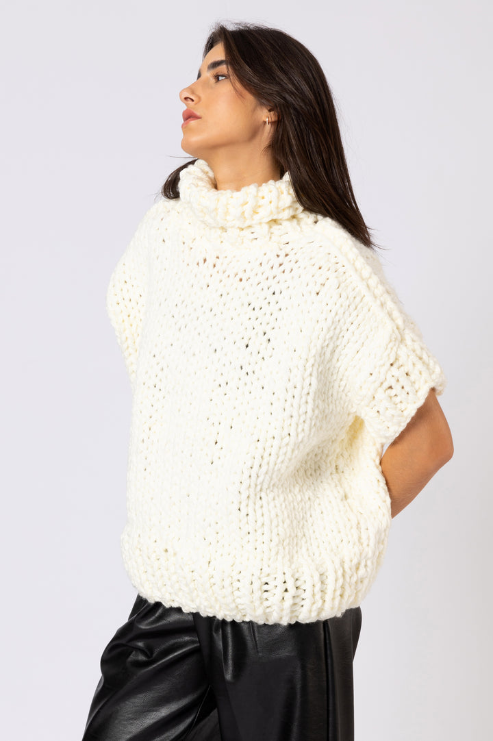 Oversized Short Sleeves Sweater In White