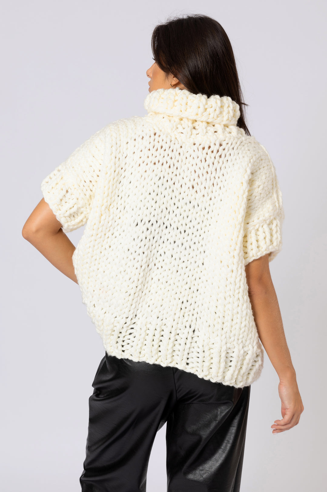 Oversized Short Sleeves Sweater In White