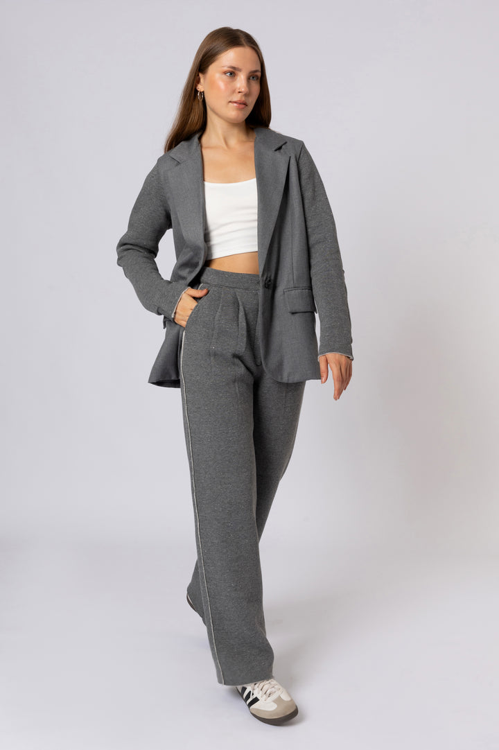 Straight Leg Melton Pants In Grey