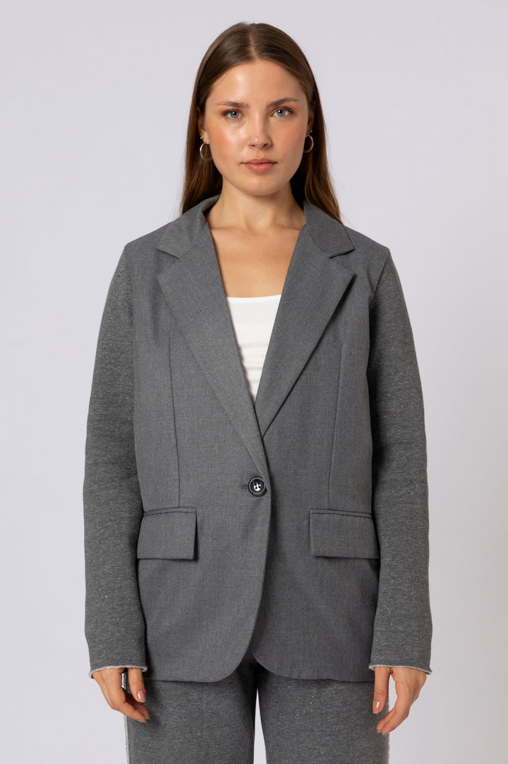 Formal Front Blazer With Melton Back In Grey