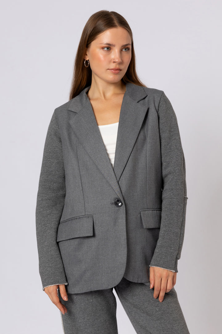 Formal Front Blazer With Melton Back In Grey