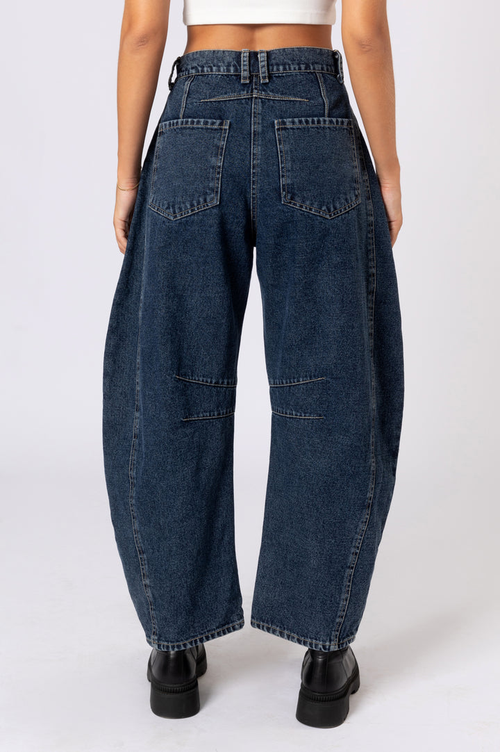 Barrel Fit Denim Pants In Blue