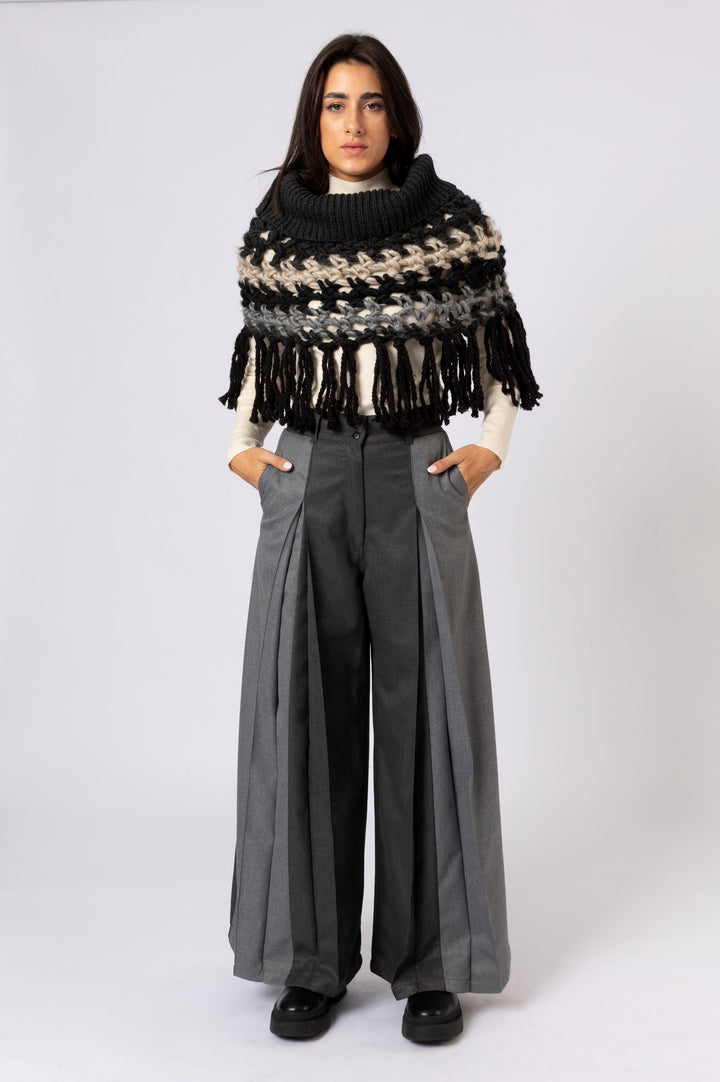 Front Pleats Wide Leg Pants