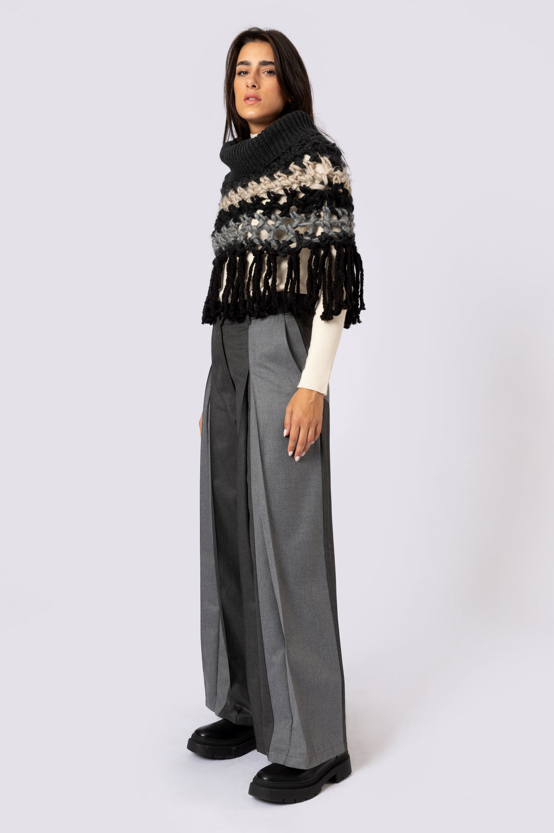 Front Pleats Wide Leg Pants