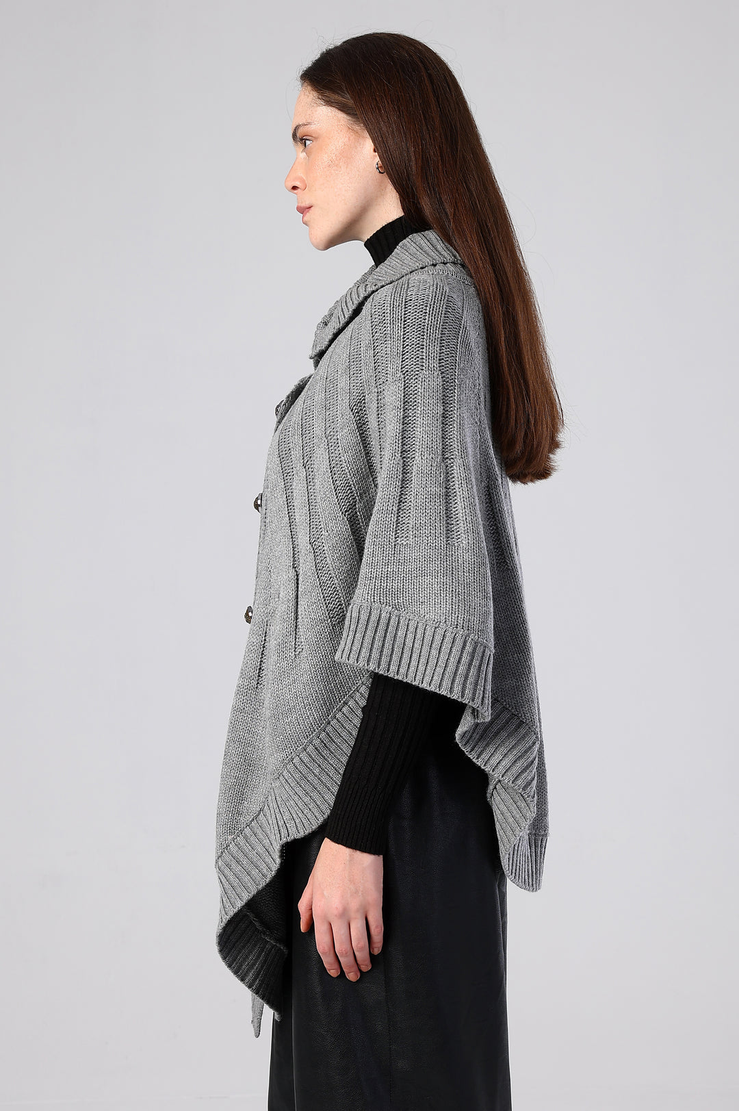 Eclipse Double-Breasted Knit Poncho