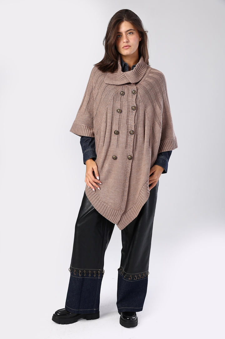 Eclipse Double-Breasted Knit Poncho