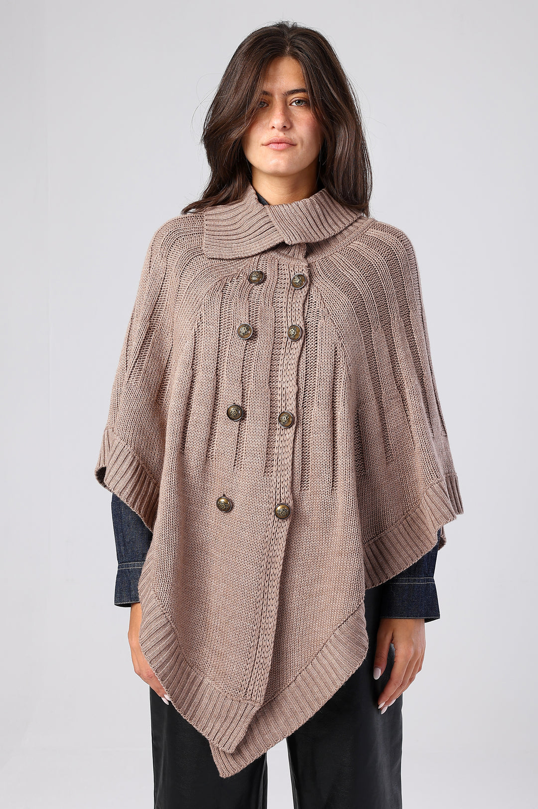 Eclipse Double-Breasted Knit Poncho