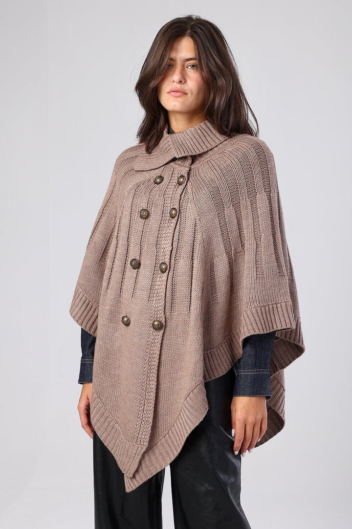 Eclipse Double-Breasted Knit Poncho