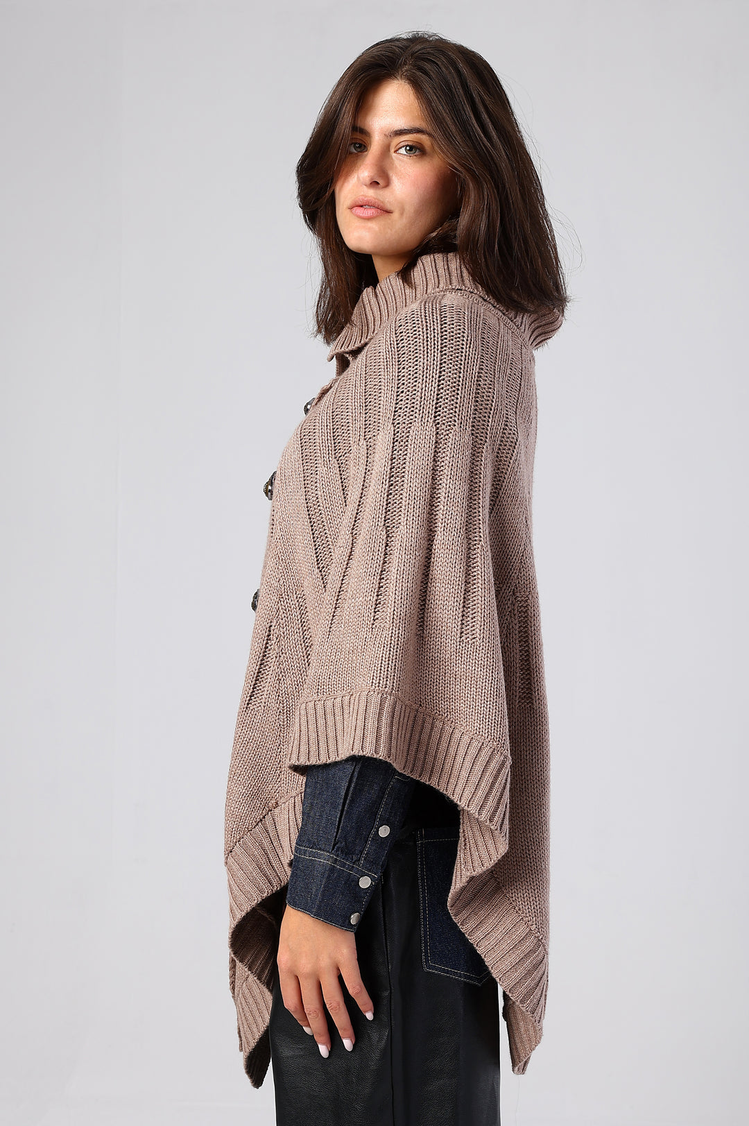 Eclipse Double-Breasted Knit Poncho