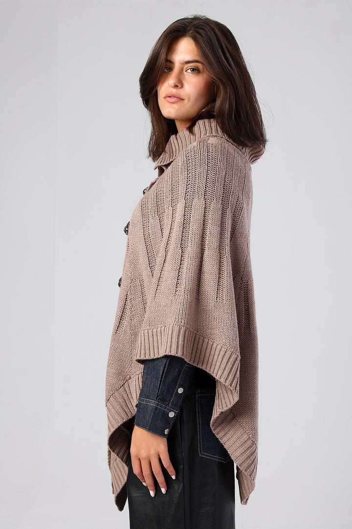 Eclipse Double-Breasted Knit Poncho